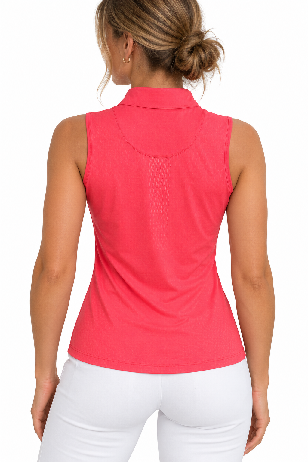 Lucky in Love Womens Chi Chi Sleeveless V-Neck Top - Punch