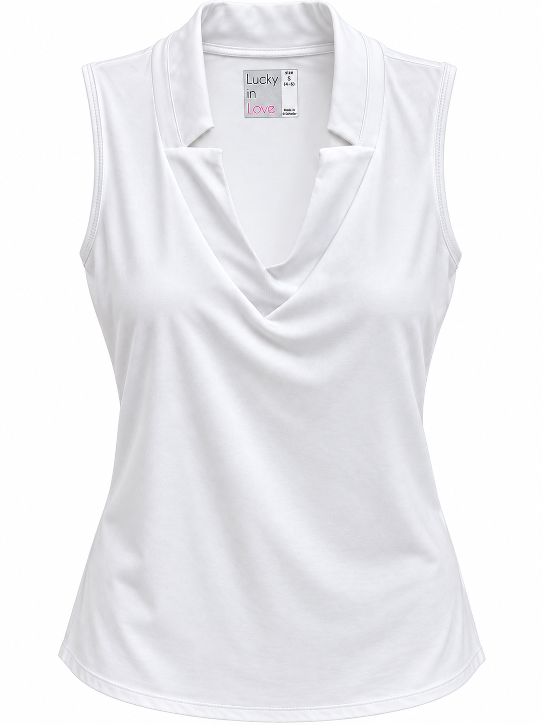 Lucky in Love Womens Chi Chi Sleeveless V-Neck Top - White