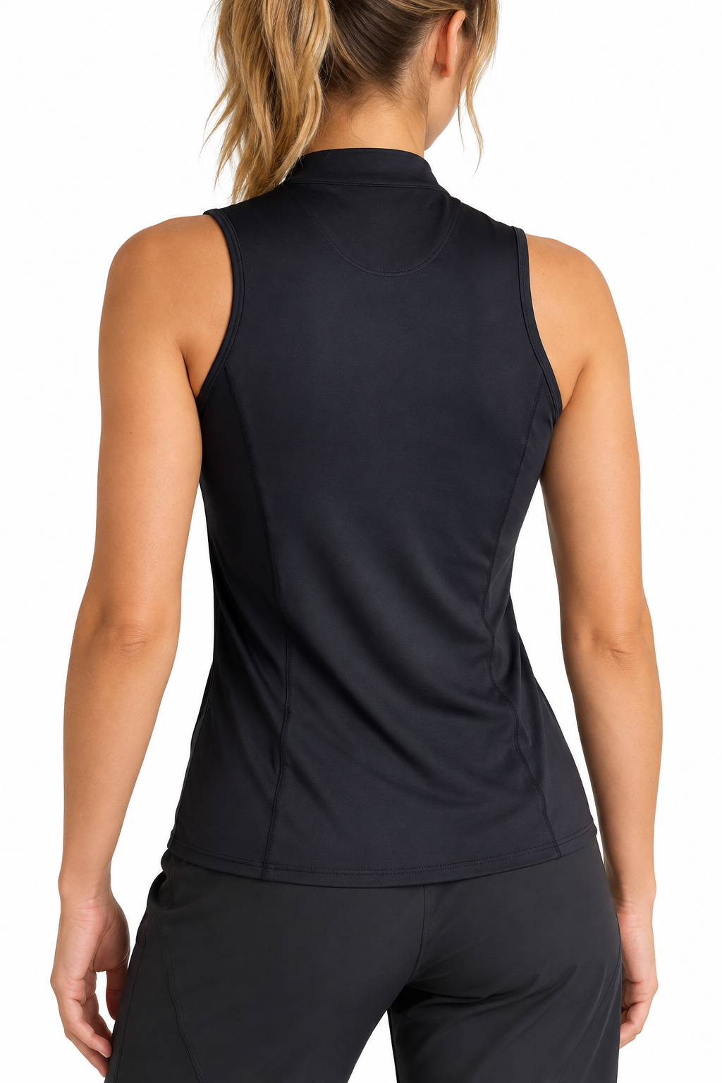 Lucky in Love Womens Textiles Sleeveless Zip Mock - Black/Multi
