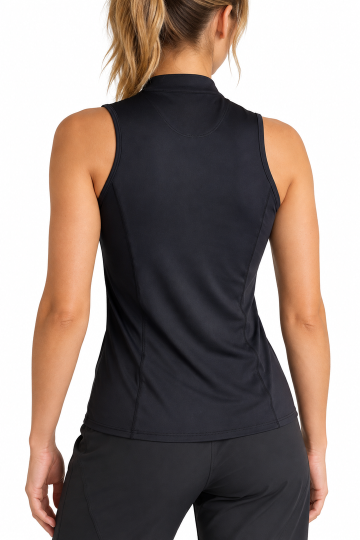 Lucky in Love Womens Textiles Sleeveless Zip Mock - Black/Multi