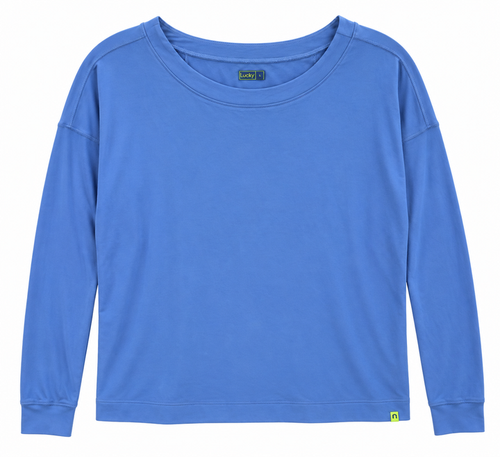 Lucky in Love Womens Hype Long Sleeve Crewneck Top - Blue Marine