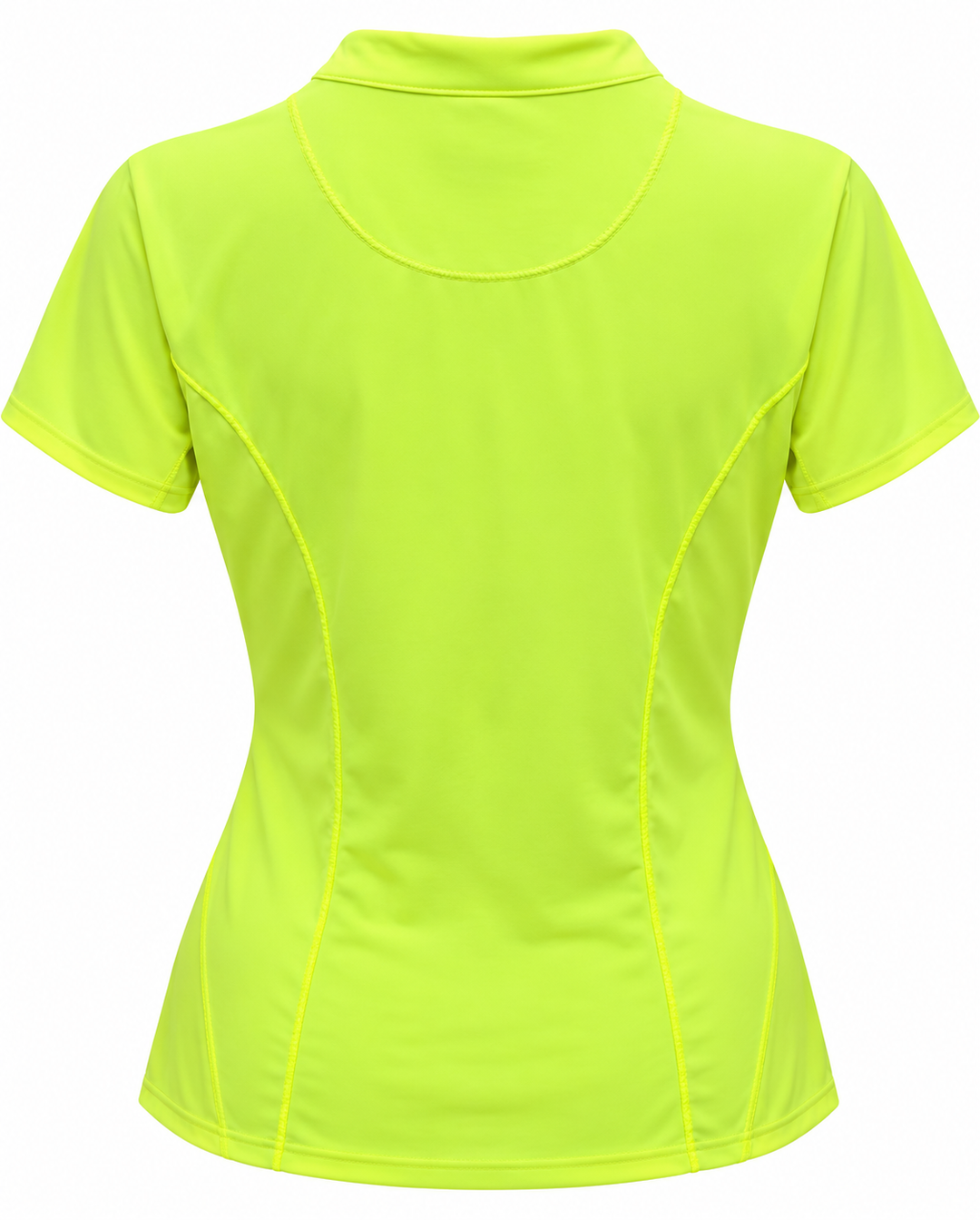 Lucky in Love Womens Short Sleeve Zip Mock - Neon Yellow