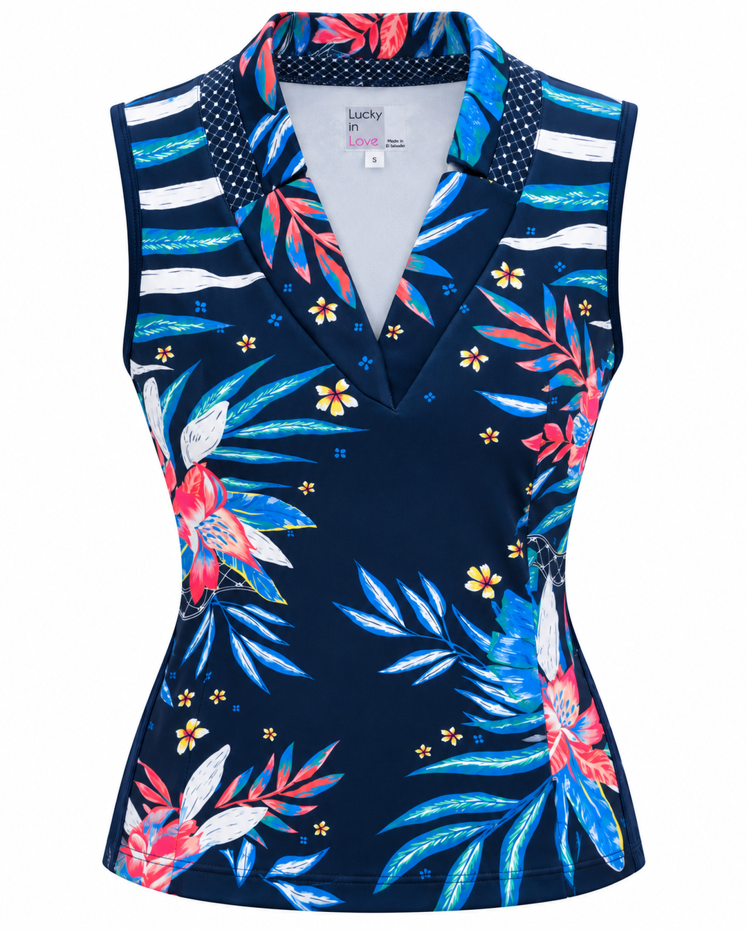 Lucky in Love Womens Sleeveless Keeping It Floral Tank - Navy/Multi
