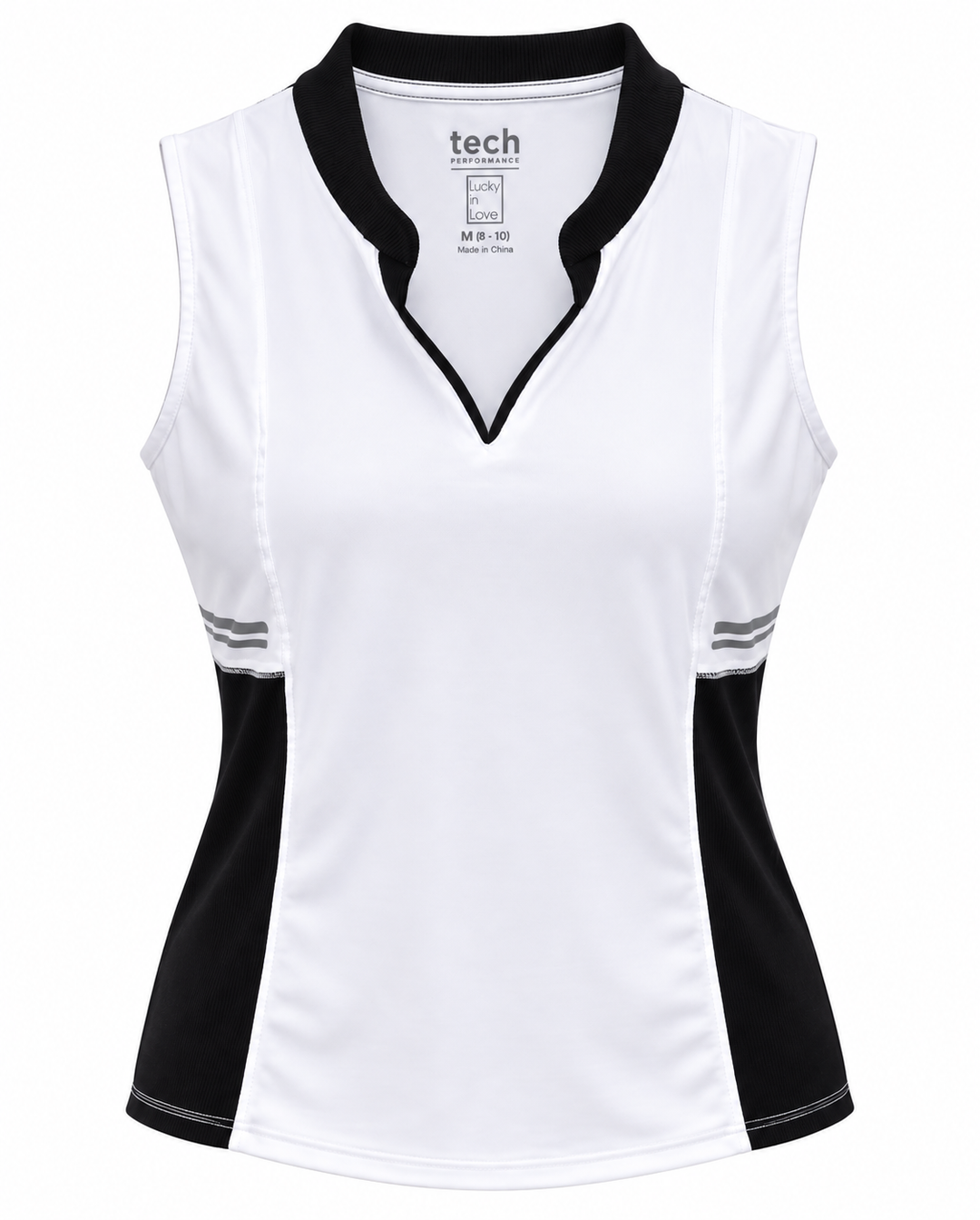 Lucky in Love Womens Tech Sleeveless Tank - White/Black