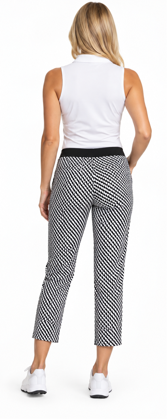 Swing Control Womens Crop Geo Pattern Pant - Navy/White