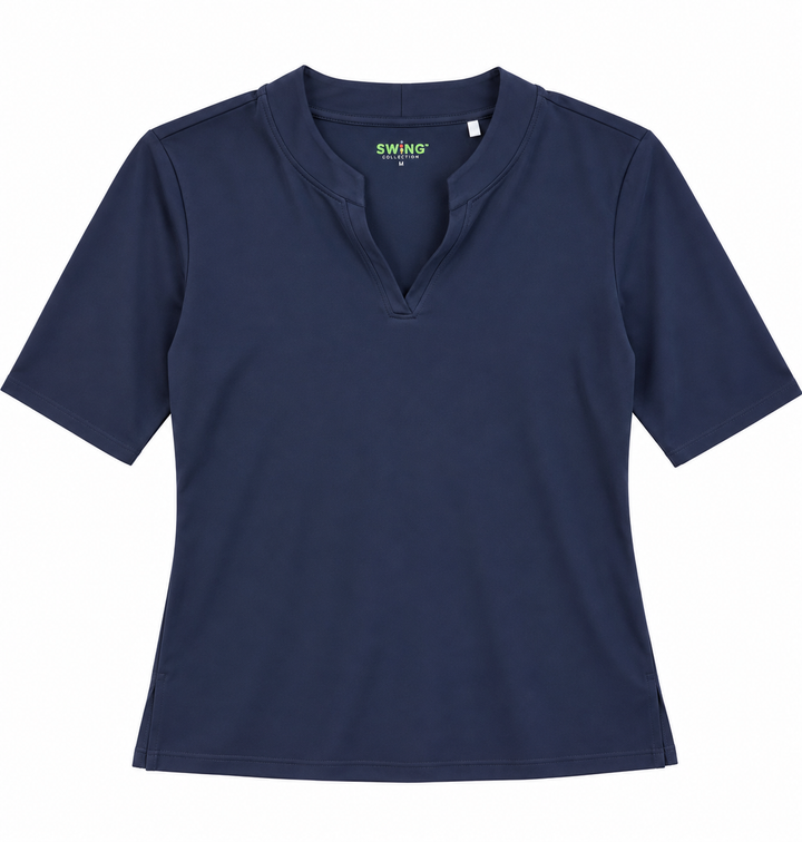 Swing Control Womens Solid Elbow Sleeve Top - Navy