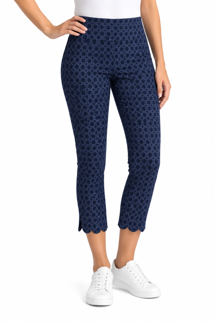 Swing Control Scallop Master Pattern Print Crop Pant - Navy