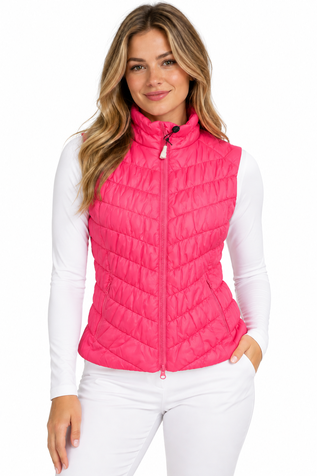IBKUL Womens Zip Vest - Hot Pink