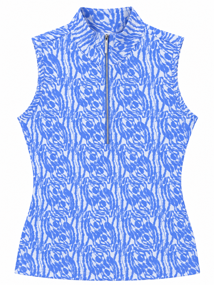 GGBlue Womens Sleeveless Tess Zip Mock - Granada/Periwinkle