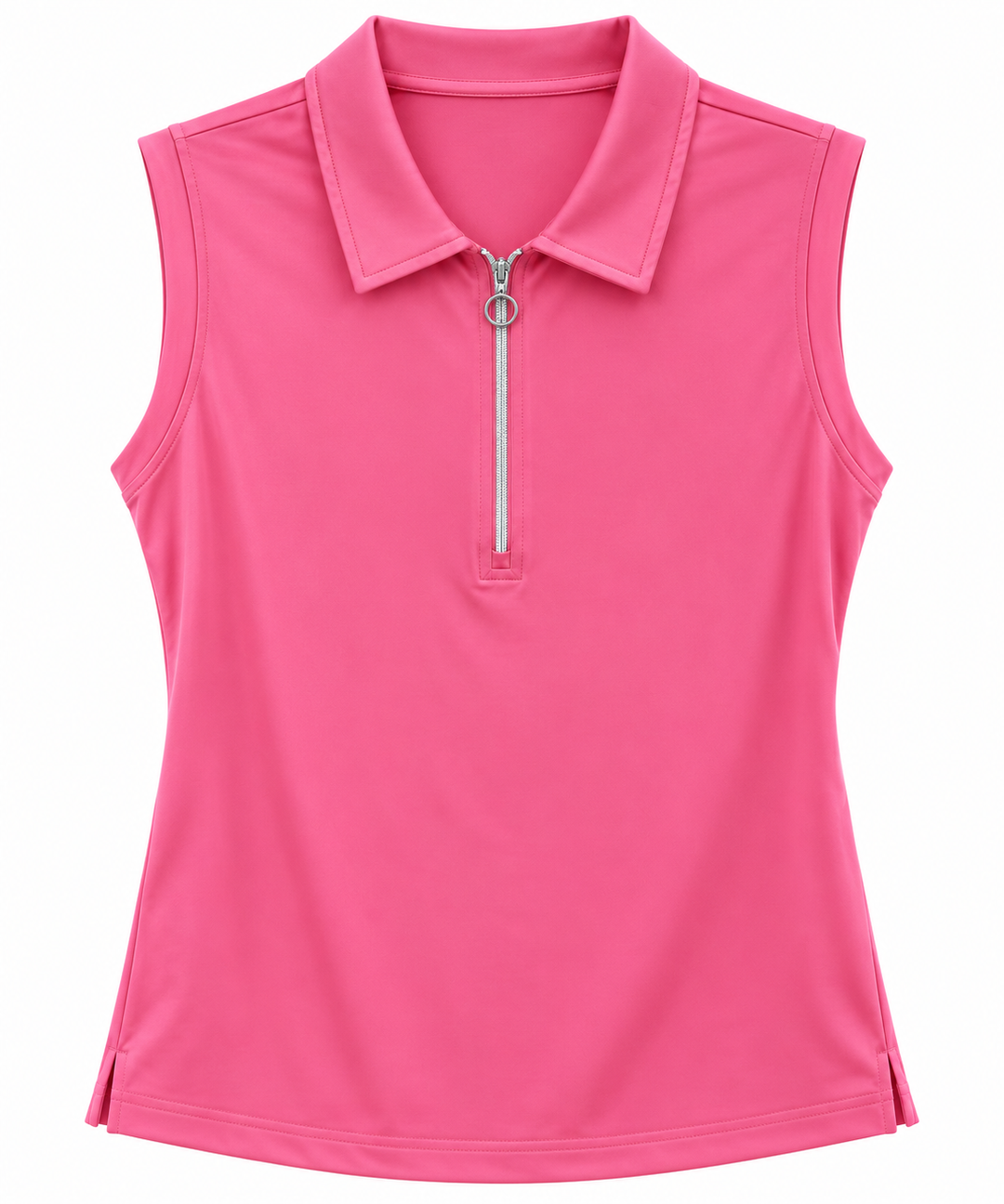 GGBlue Womens Sleeveless Katy Solid Zip Polo - Punch