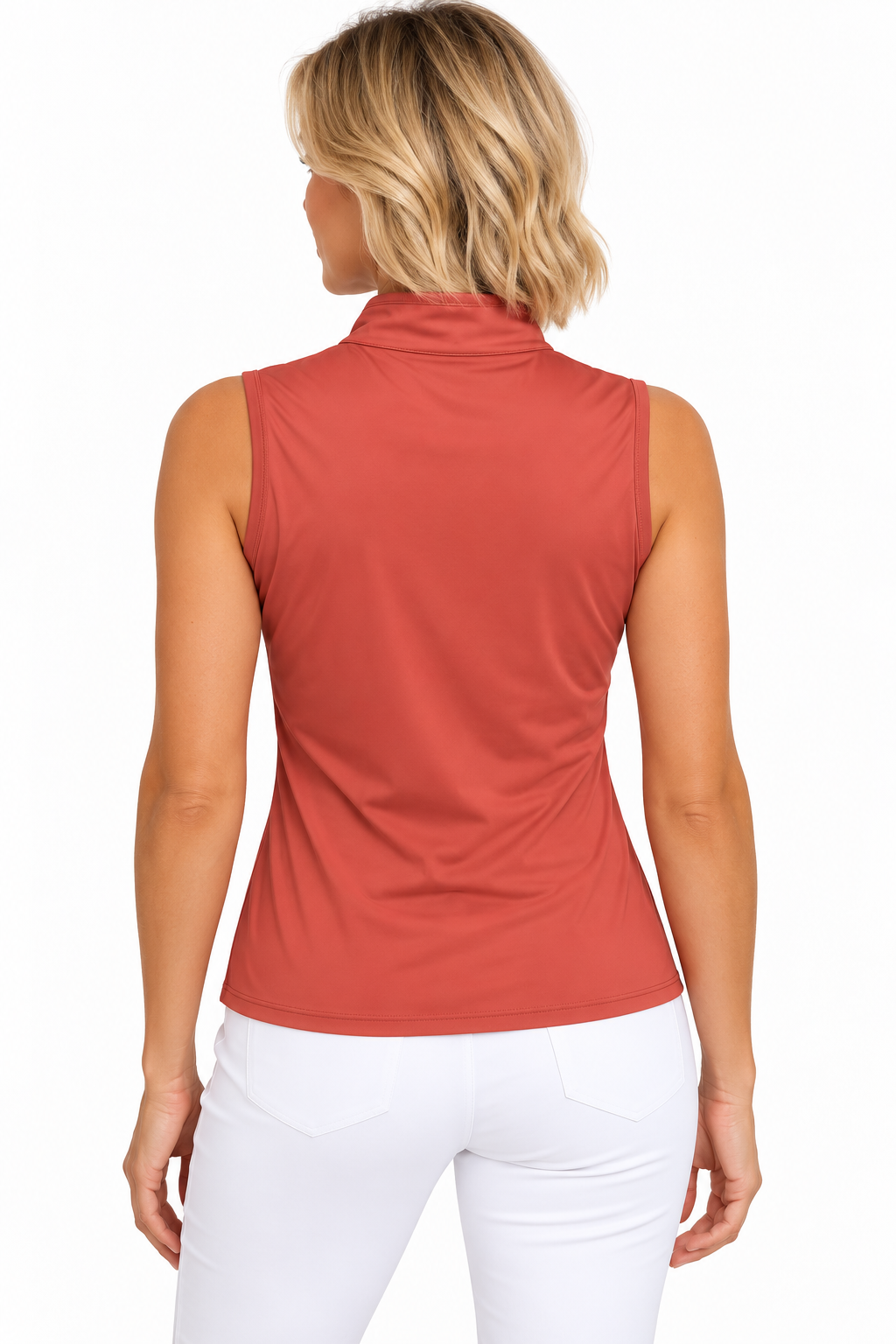 GGBlue Womens Sleeveless Desi Solid Zip Mock - Wisteria