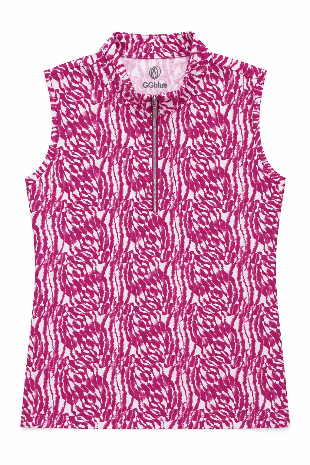 GGBlue Womens Sleeveless Tess Zip Mock - Iris Tiger