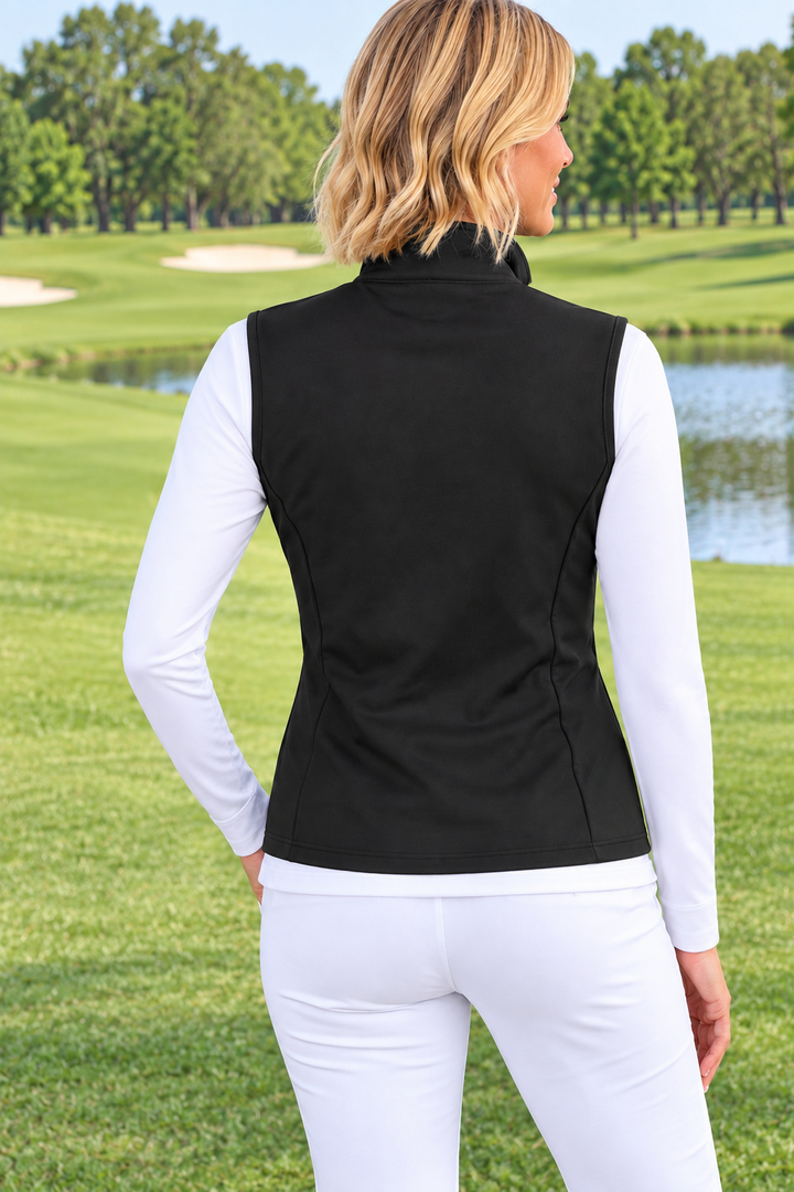 SanSoleil Womens Layer Zip Vest - Black