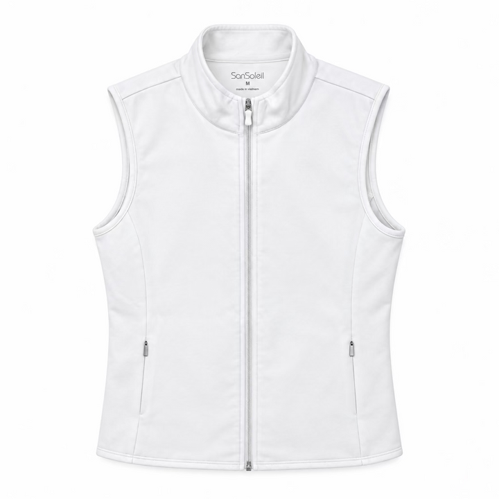 SanSoleil Womens Layer Zip Vest - White