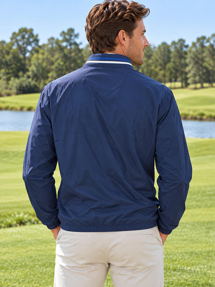 Penguin Mens Long Sleeve Zip Jacket- Black Iris
