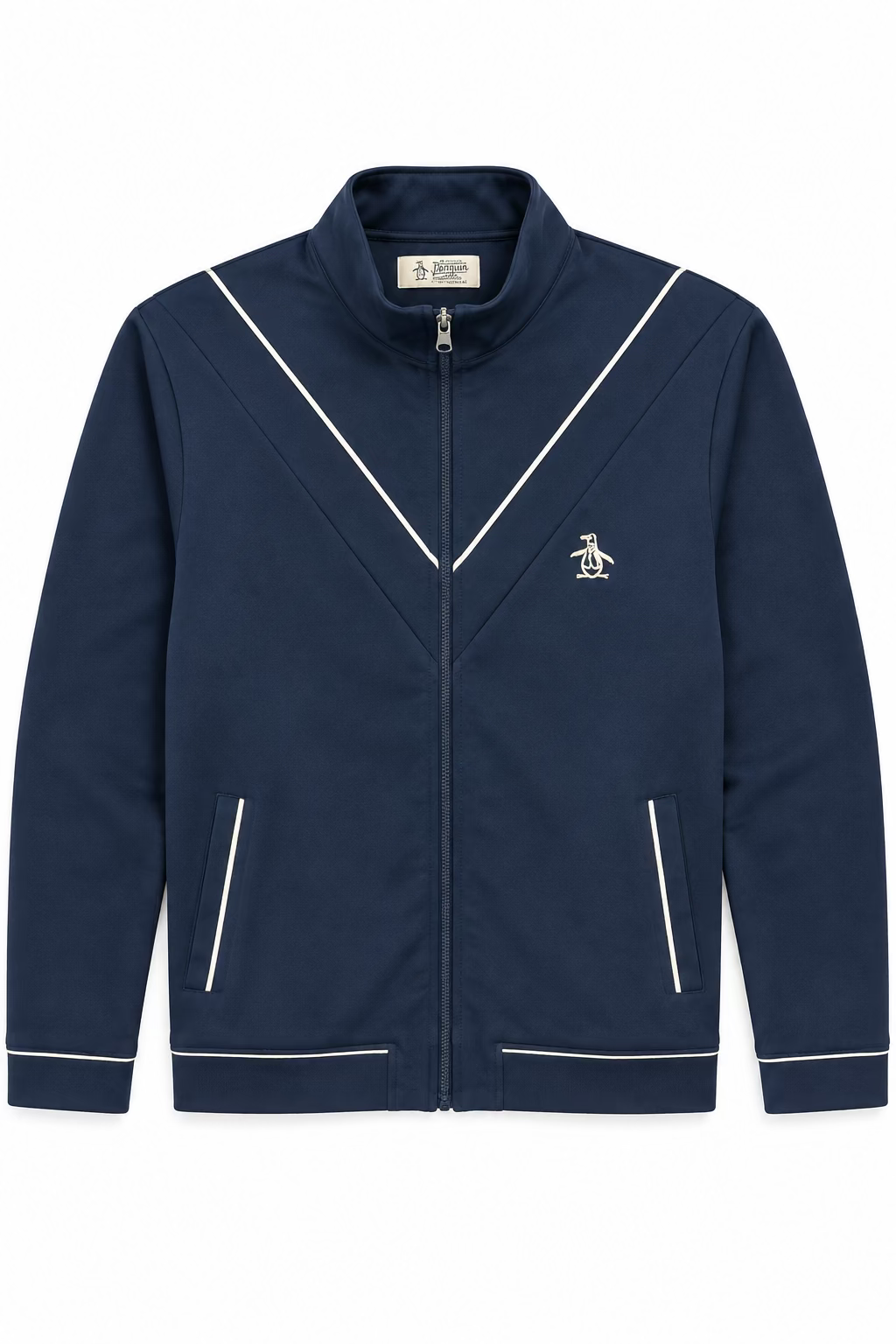 Penguin Mens Long Sleeve Zip Jacket - Black Iris