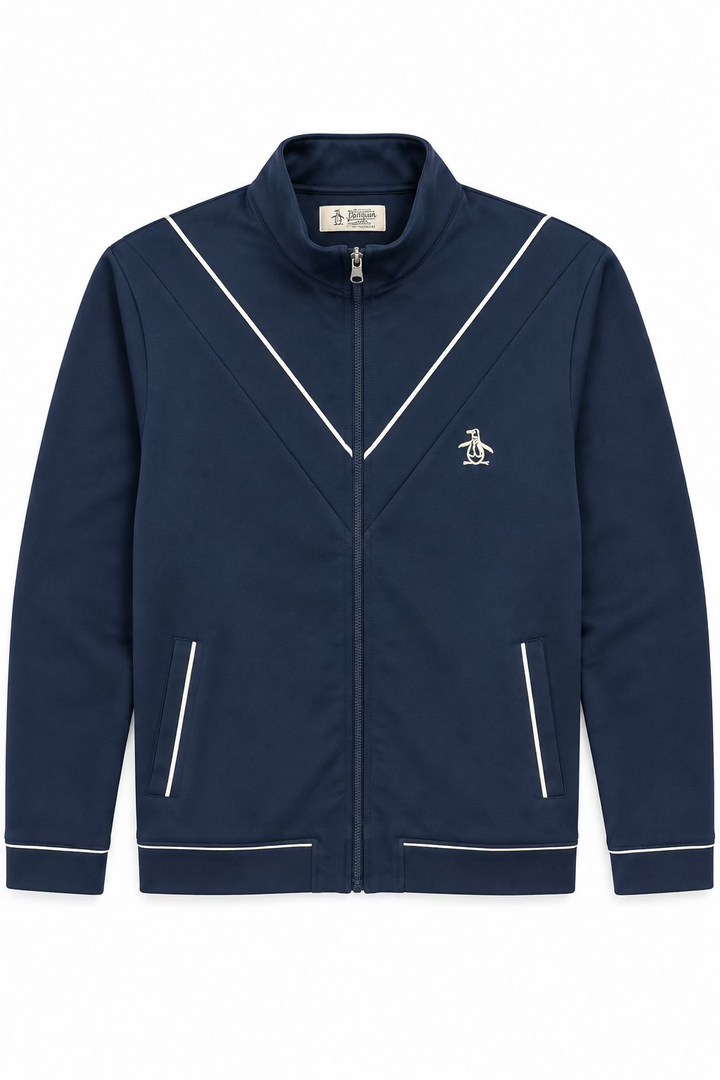 Penguin Mens Long Sleeve Zip Jacket - Black Iris