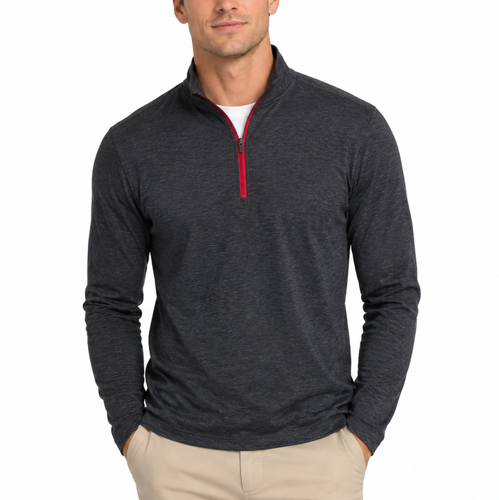 Straight Down Men's Golf Quarter Zip Crusher Navy/Flag Red Size L