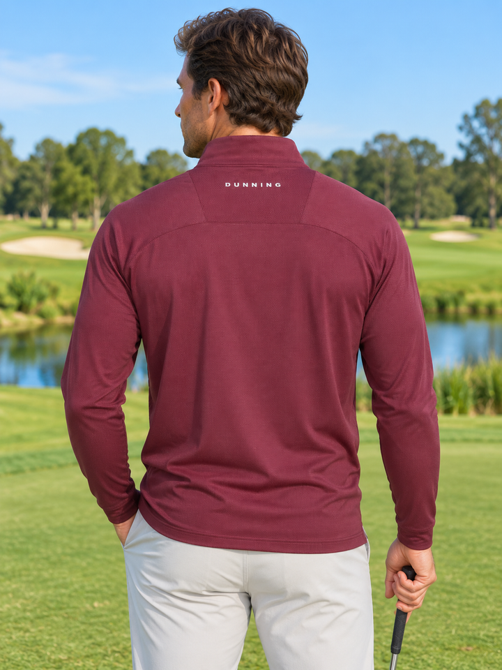 Dunning Mens Long Sleeve Pattern Zip Mock - Dark Cabernet