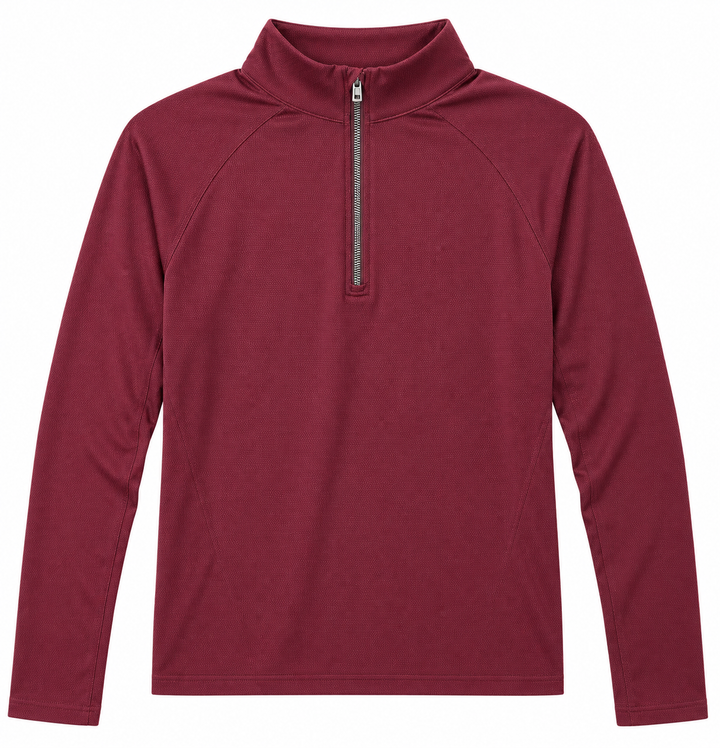 Dunning Mens Long Sleeve Pattern Zip Mock - Dark Cabernet