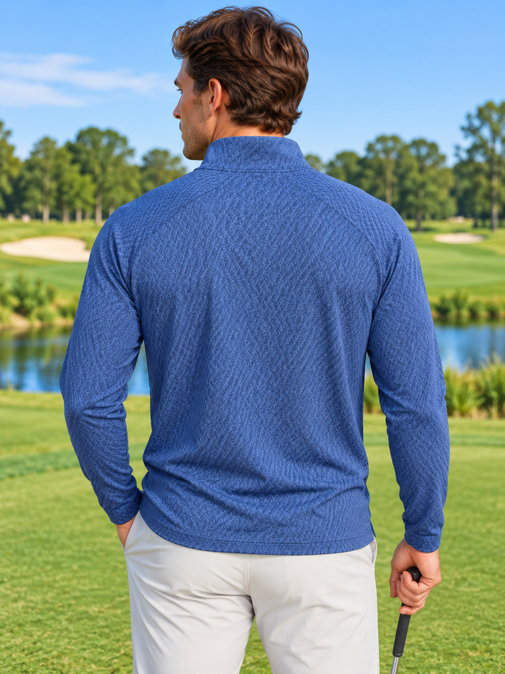 Dunning Mens Long Sleeve Pattern Zip Mock - Montecarlo Blue