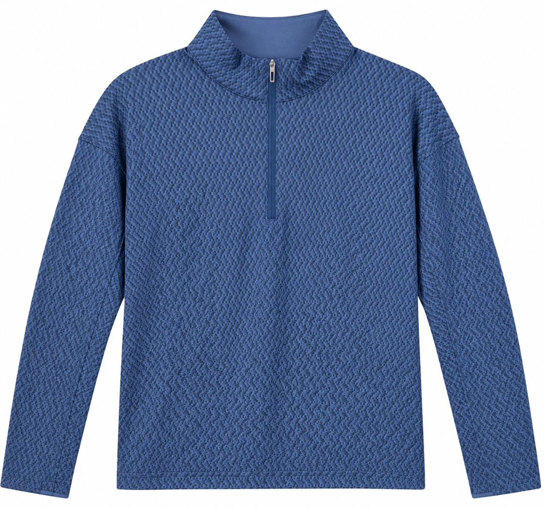 Dunning Mens Long Sleeve Pattern Zip Mock - Montecarlo Blue