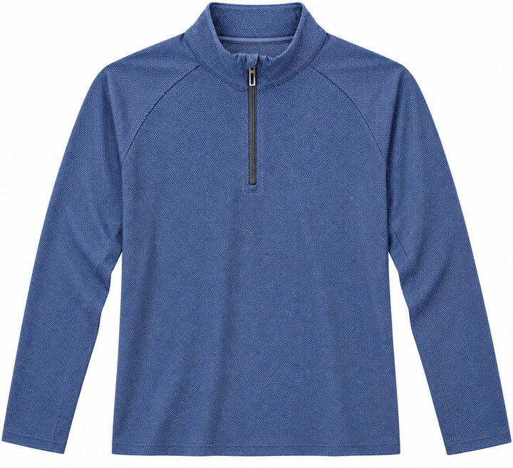 Dunning Mens Long Sleeve Pattern Print Zip Mock - Montecarlo Blue