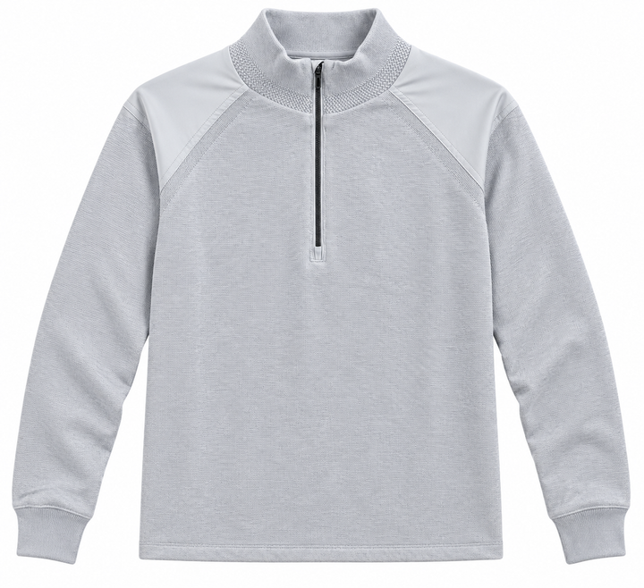 Dunning Mens Long Sleeve Player Wind Sweater Zip Mock - Light Grey