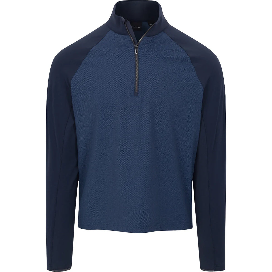 Dunning Mens Long Sleeve Glenberg Herringbone Zip Mock - Halo