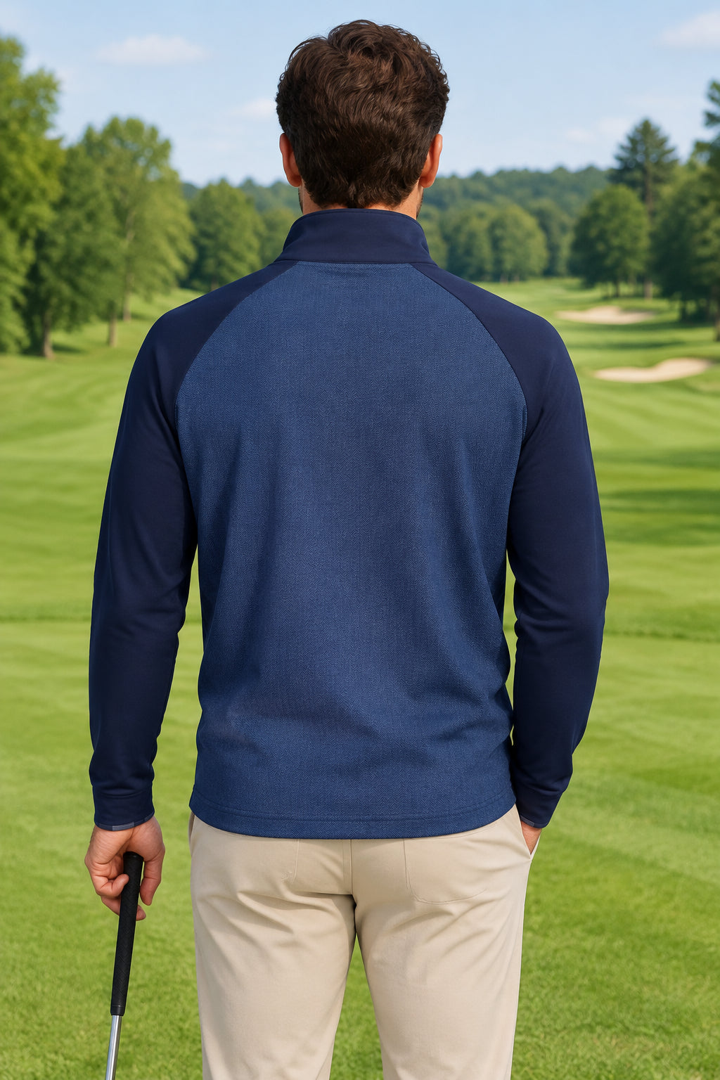 Dunning Mens Long Sleeve Glenberg Herringbone Zip Mock - Halo