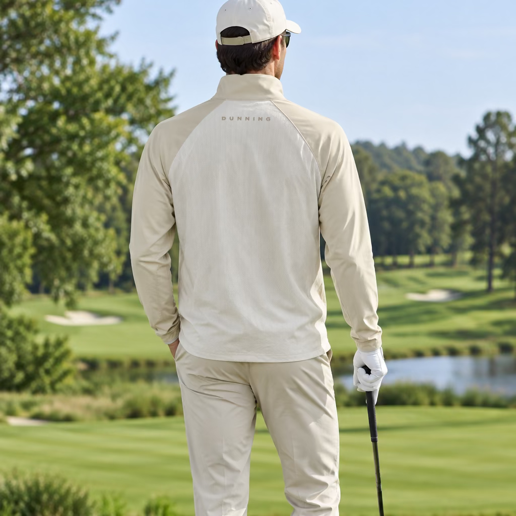 Dunning Mens Long Sleeve Glenberg Herringbone Zip Mock - Safari
