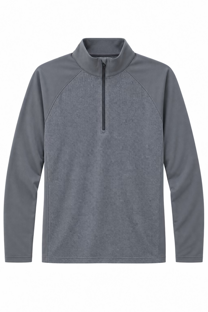 Dunning Mens Long Sleeve Glenberg Herringbone Zip Mock - Anchor