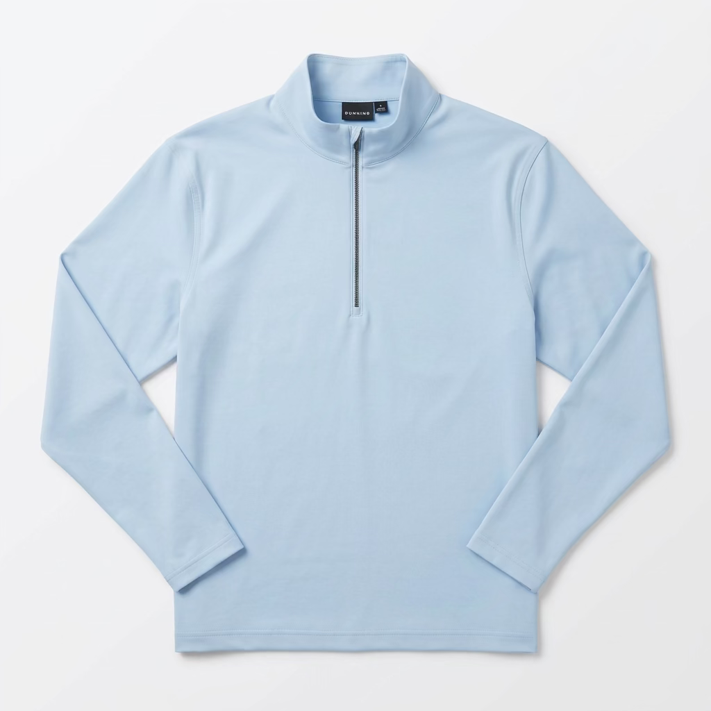 Dunning Mens Long Sleeve Zip Pullover - Cashmere Blue