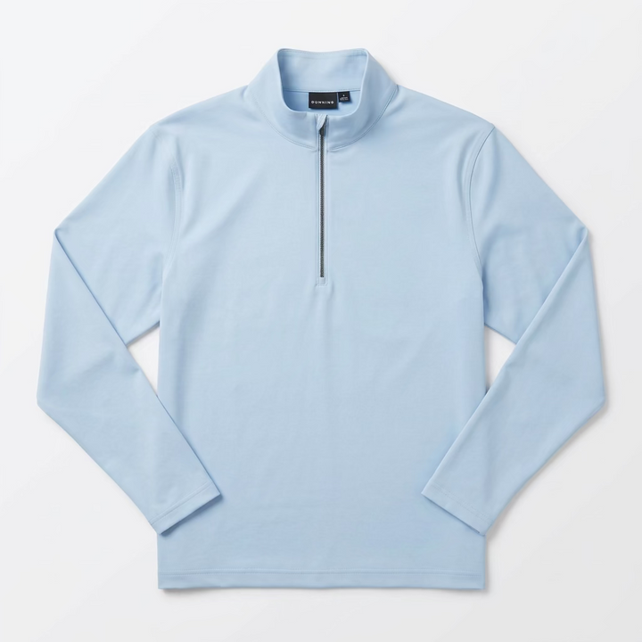 Dunning Mens Long Sleeve Zip Pullover - Cashmere Blue