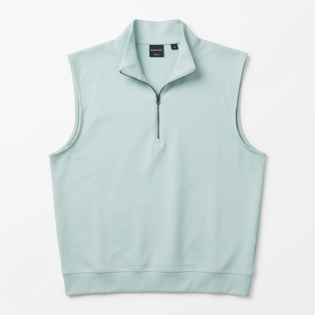 Dunning Mens Sleeveless Layer Zip Mock - Zen Green