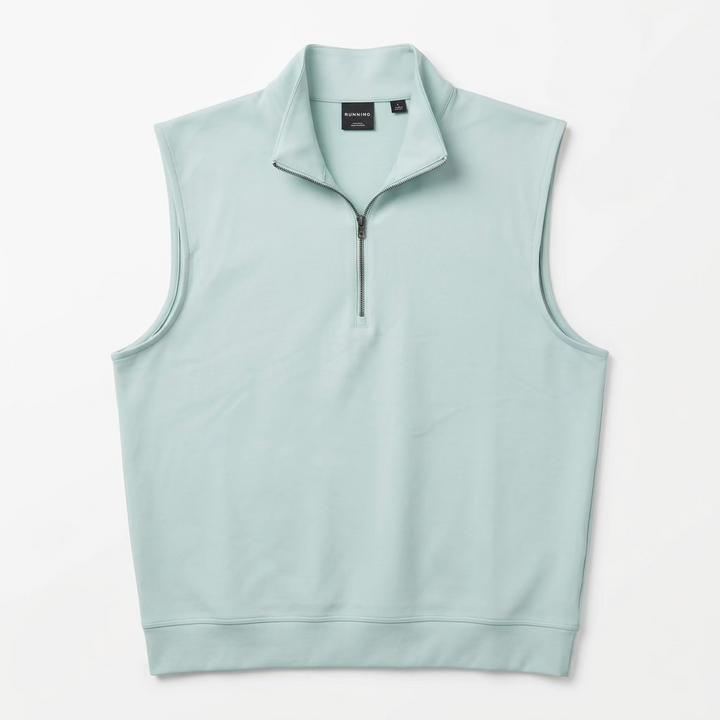 Dunning Mens Sleeveless Layer Zip Mock - Zen Green