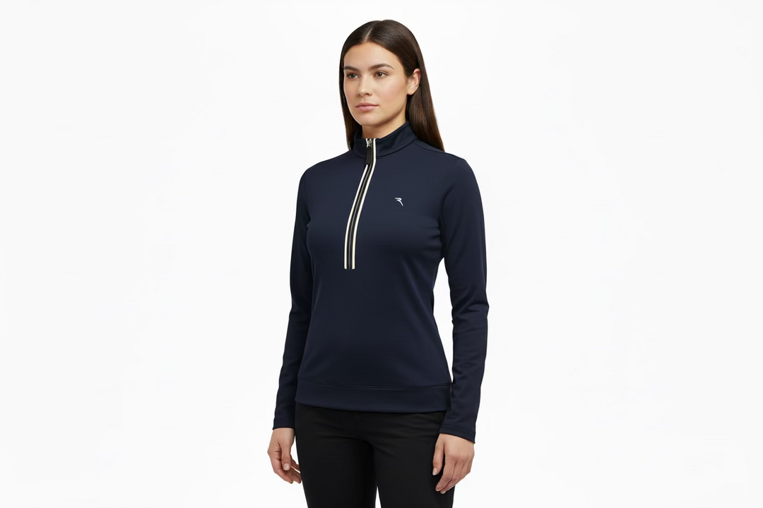 Chervo Long Sleeve Zip Polo - Navy - Skorzie