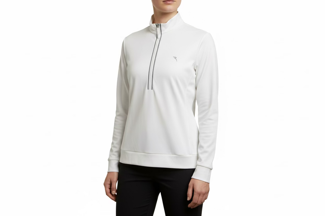 Chervo Long Sleeve Zip Polo - White - Skorzie