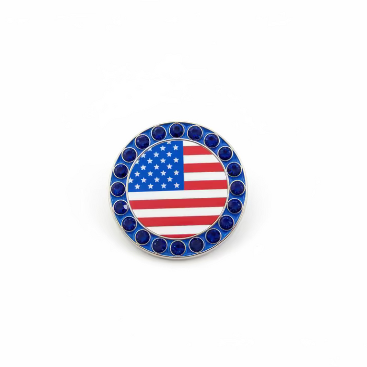 Best Of Golf America Crystal Rim Ball Marker - American Flag - Red - Skorzie
