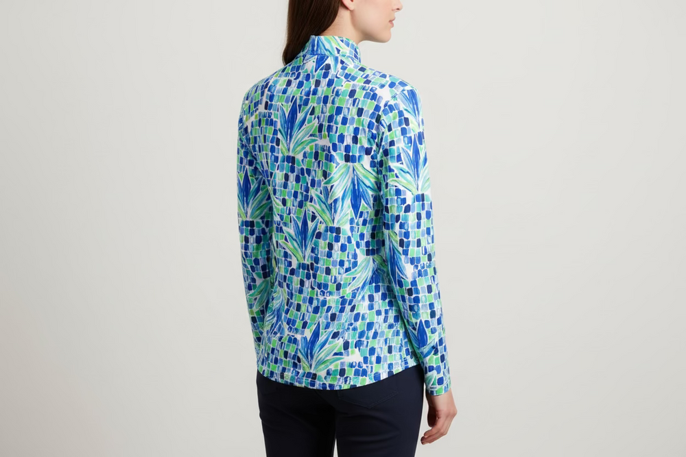 G-Lifestyle Quarter Zip Long Sleeve - Blue Pineapple - Skorzie