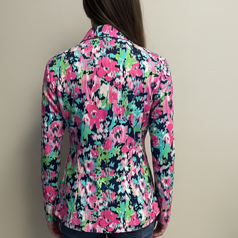 G-Lifestyle Quarter Zip Long Sleeve - Navy Bloom - Skorzie