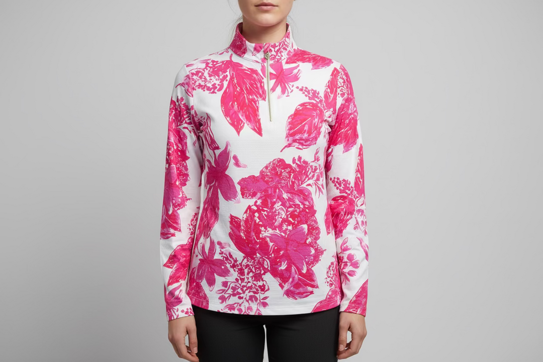 G-Lifestyle Quarter Zip Long Sleeve - Pink Lily - Skorzie