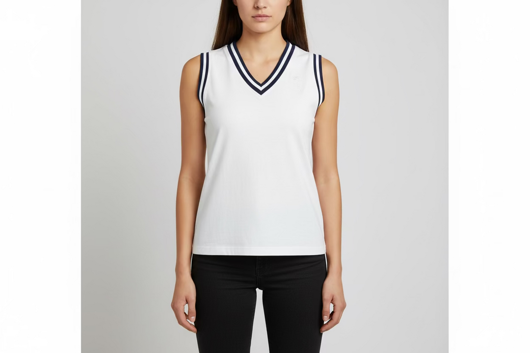 Belyn Key Panther Sleeveless Polo (w/ logo) - Orchid/Chalk/Onyx - Skorzie