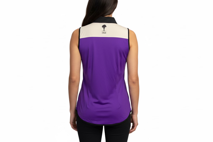 Belyn Key Panther Zip Sleeveless Polo (w/ logo) - Orchid/Chalk/Onyx - Skorzie