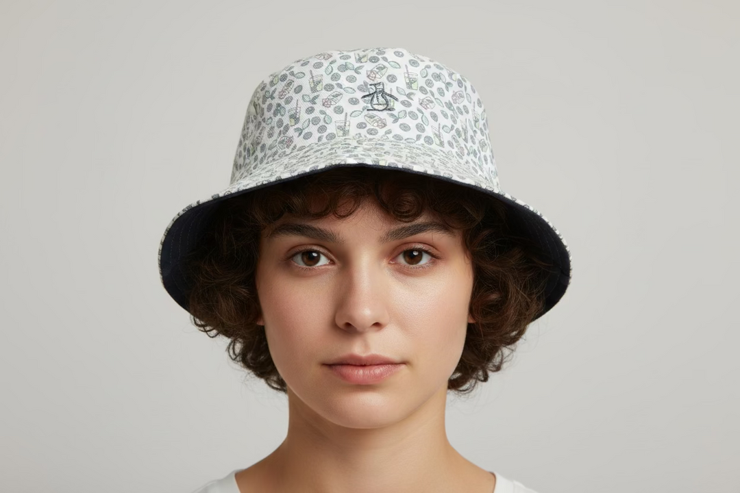 Penguin Original Reversible Martini Lime Pattern Bucket Hat - White - Skorzie