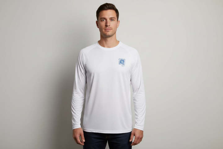 Penguin Original Pickleball QR Code Print Long Sleeve Shirt - Bright White - Skorzie