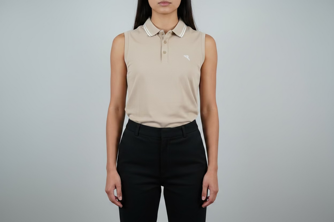 Chervo Sleeveless Button Polo - Tan - Skorzie