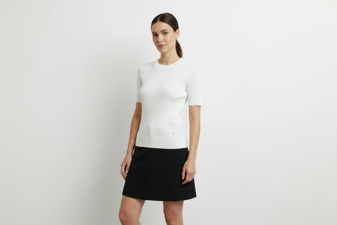 G/FORE Ribbed Silk & Cotton Knit Top - Snow - Skorzie