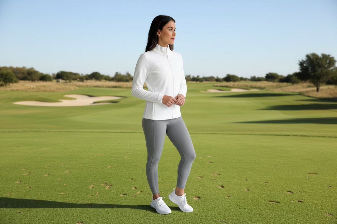 G/FORE Full Zip Ribbed Jacket - Snow - Skorzie