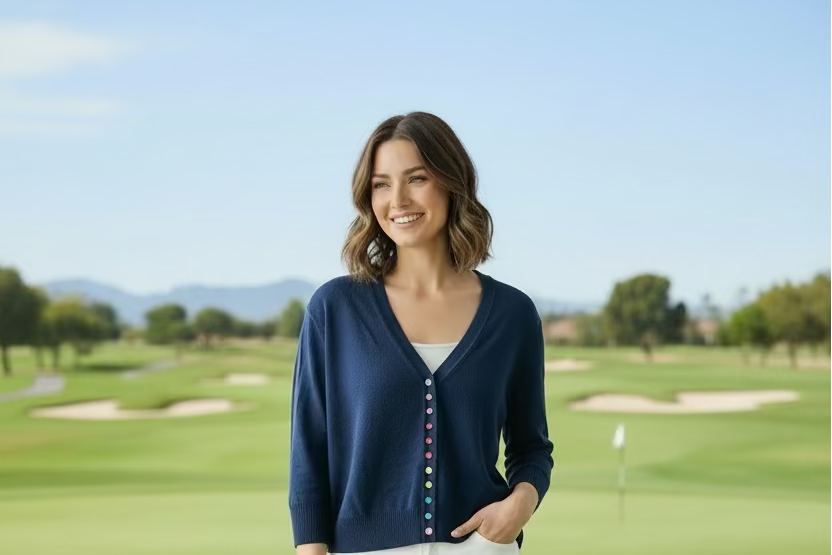 Estheme V-Neck Solid Cardigan - Navy - Skorzie